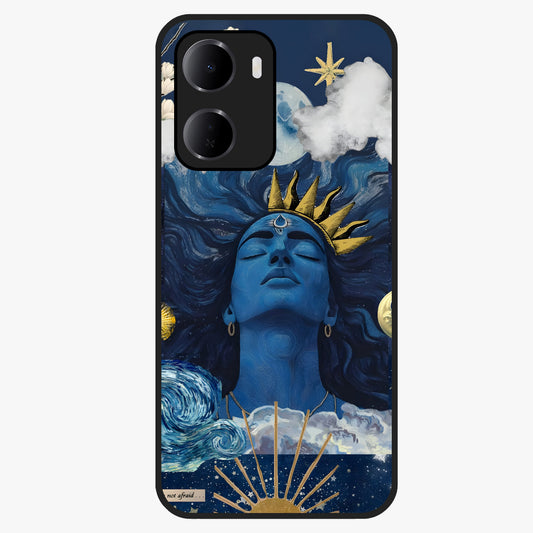 Aesthetic Lord Shiva Glass Case showing flat back view with divine Shiva artwork and glossy glass finish.