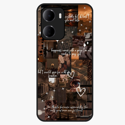 Bittersweet Aesthetic Chaos Glass Case showing flat back view with artistic chaotic aesthetic design and glossy glass finish.