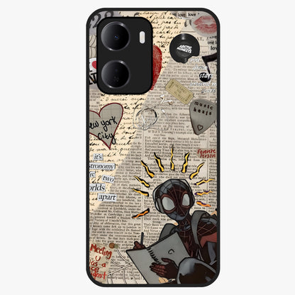 City Dream Sketch Glass Case showing flat back view with artistic city skyline sketch artwork and glossy glass finish.
