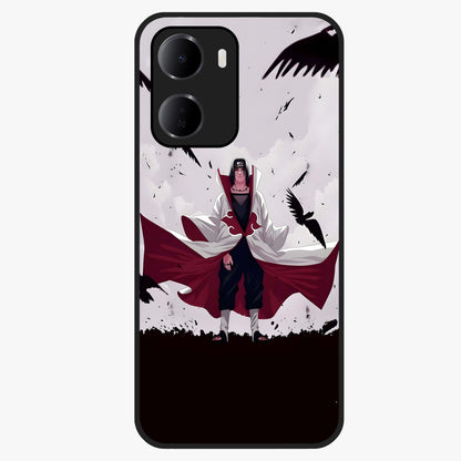 Crimson Crow Ascension Glass Case showing flat back view with mystical crow artwork and glossy glass finish.