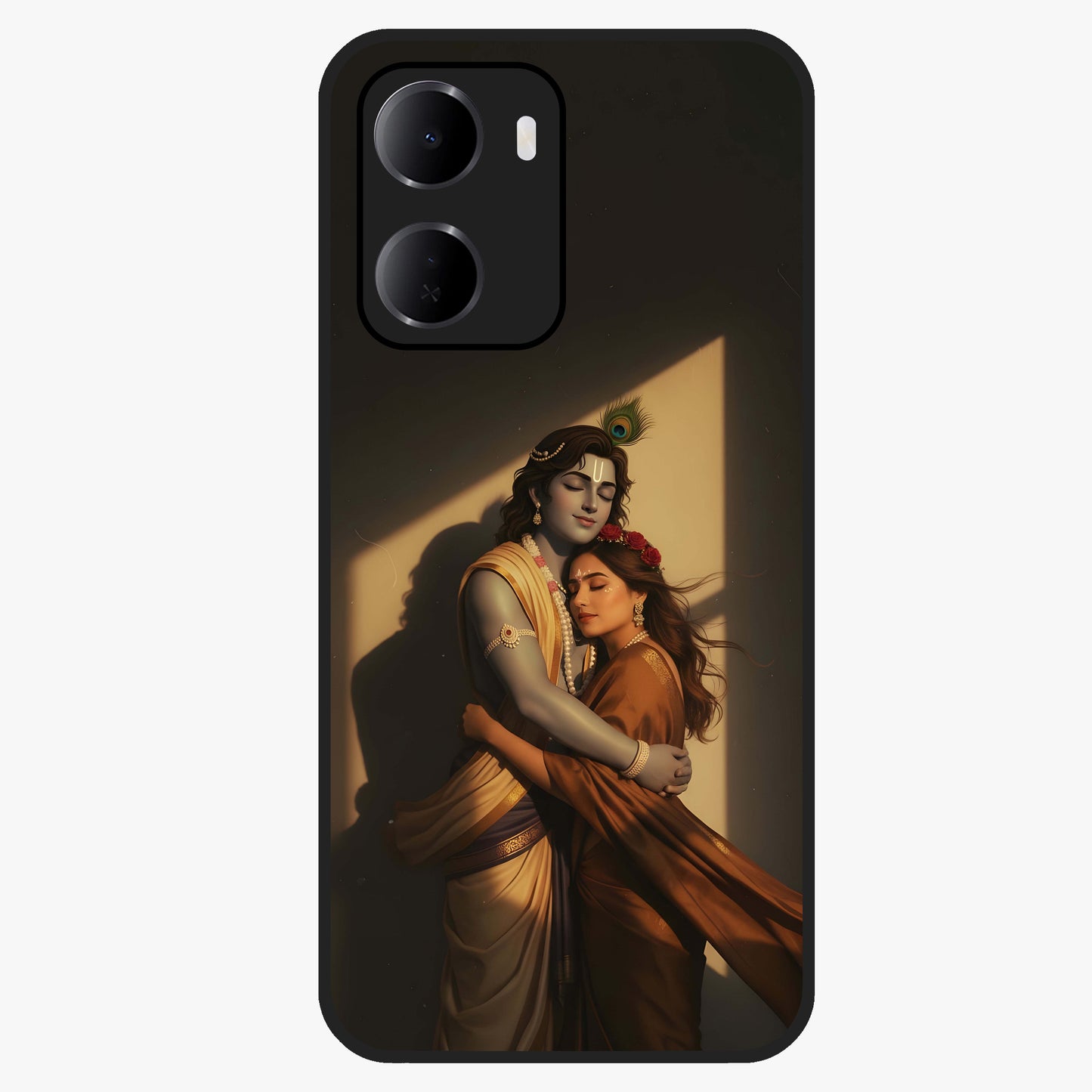 Divine Eternal Love Glass Case showing flat back view with spiritual love themed artwork and glossy glass finish.