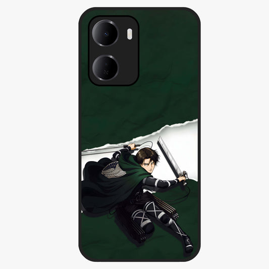 Emerald War Vanguard Glass Case showing flat back view with powerful warrior themed artwork and glossy glass finish.