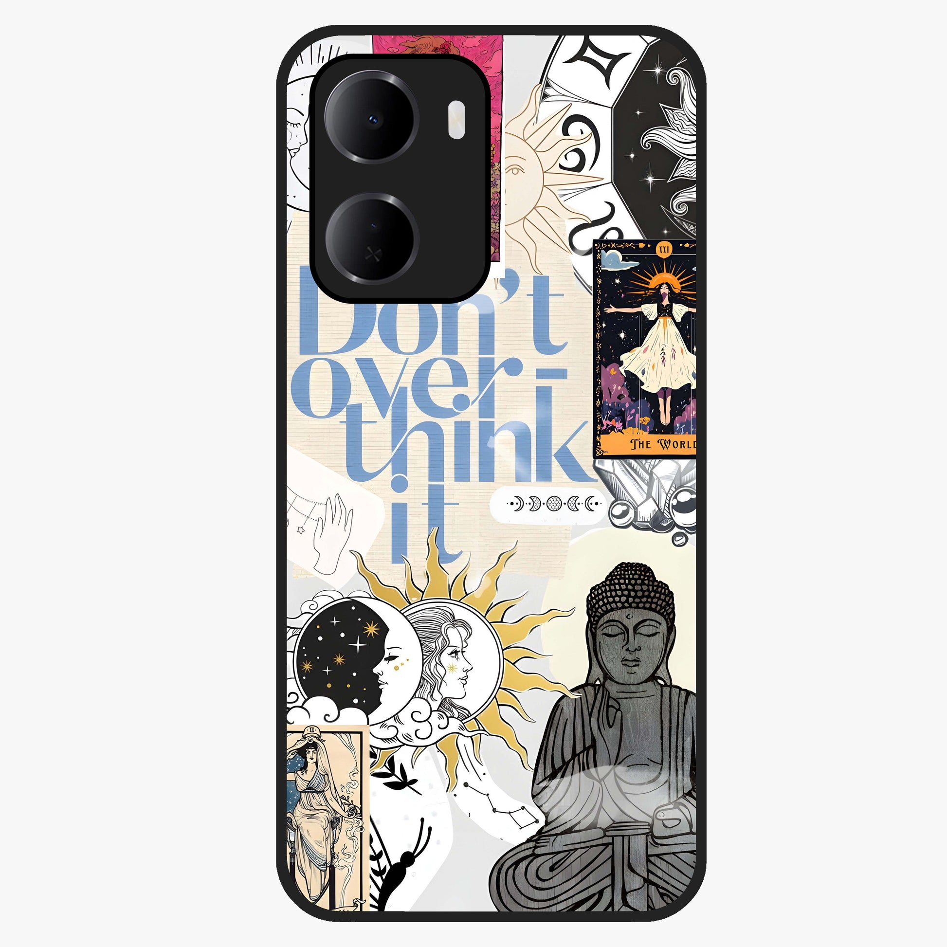 Ethereal Thoughts Glass Case showing flat back view with dreamy artistic artwork and glossy glass finish.