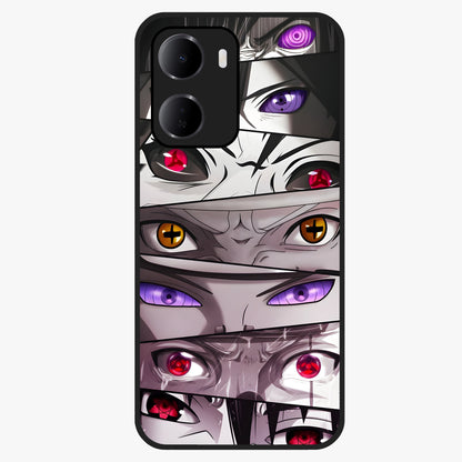 Eyes of Destiny Glass Case showing flat back view with striking eye themed artwork and glossy glass finish.