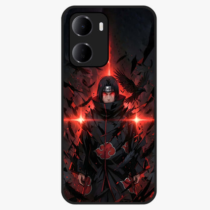 Focused Blade Discipline Glass Case showing flat back view with warrior sword themed artwork and glossy glass finish.