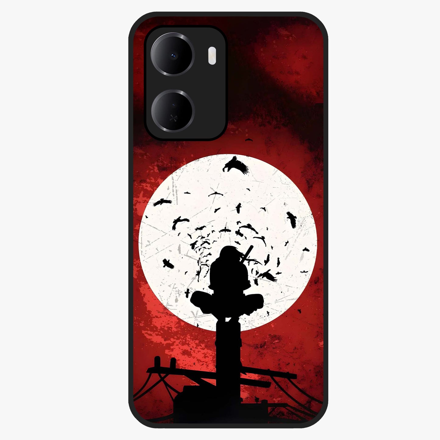 Itachi Limited Edition Naruto Anime Glass Case showing flat back view with iconic anime character artwork and glossy glass finish.