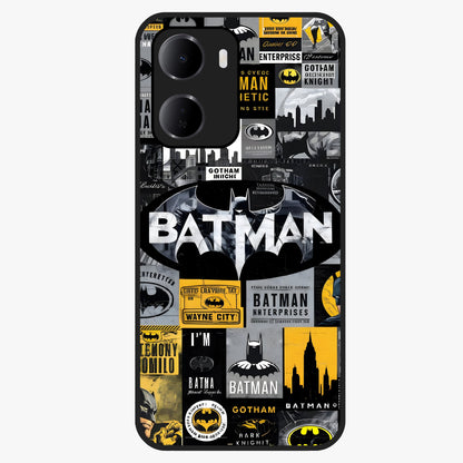 Knight Gotham Rise Glass Case showing flat back view with dark hero inspired artwork and glossy glass finish.