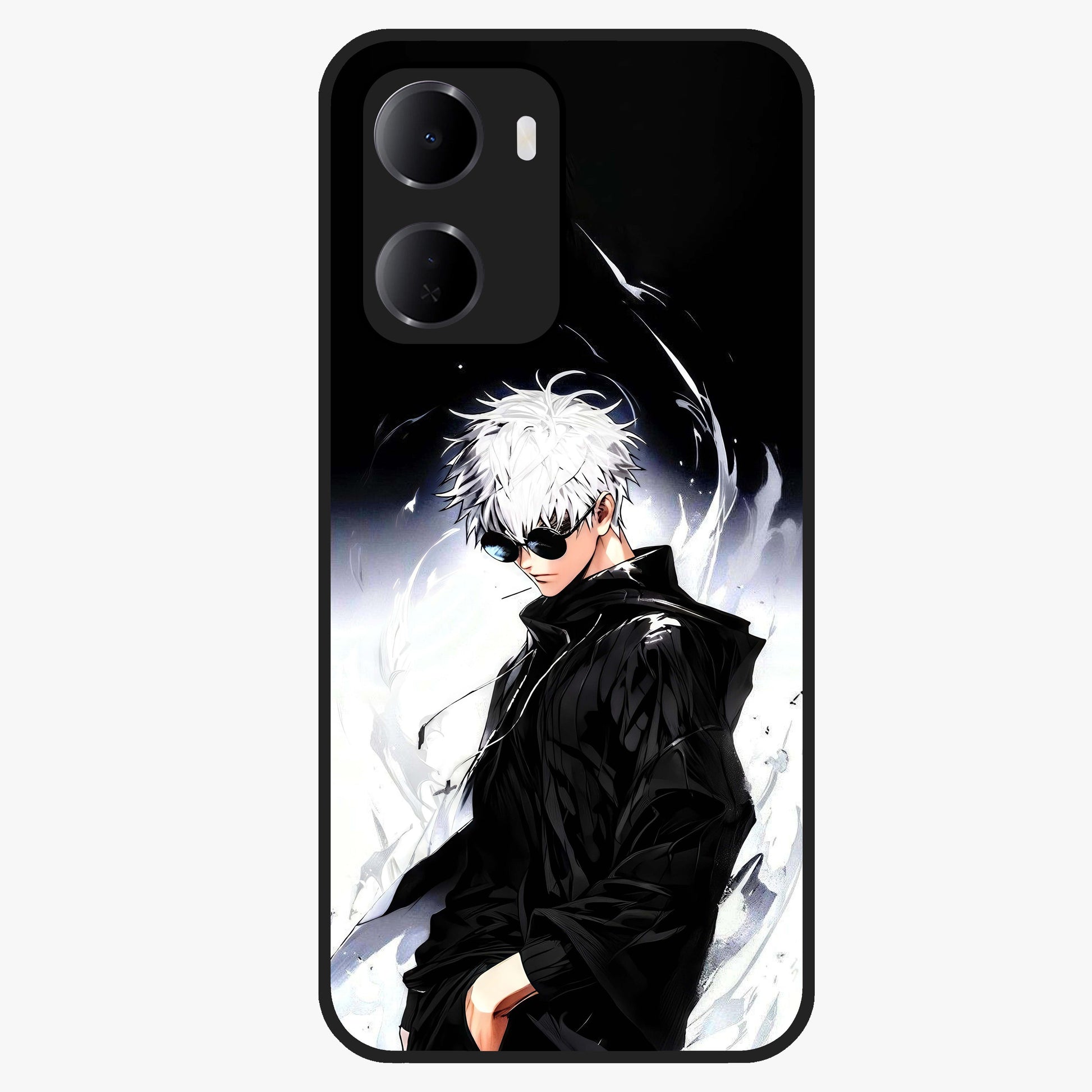 Limitless Shadow King Glass Case showing flat back view with powerful shadow warrior artwork and glossy glass finish.