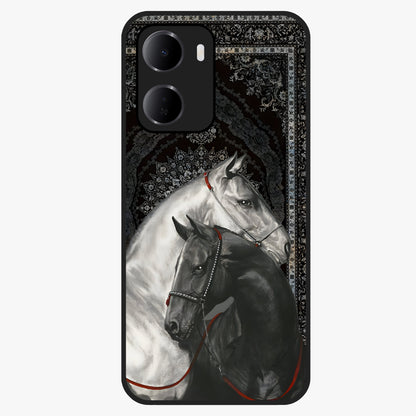 Majestic Ride Legacy Glass Case showing flat back view with powerful automotive inspired artwork and glossy glass finish.
