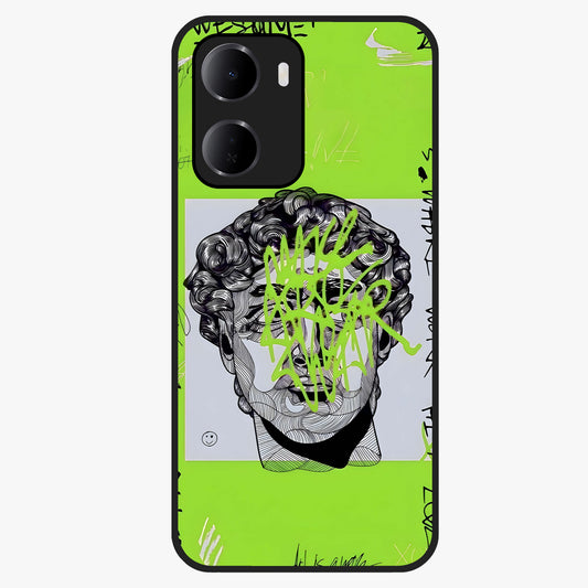 Neo Graffiti Rebellion Glass Case showing flat back view with vibrant graffiti artwork and glossy glass finish.