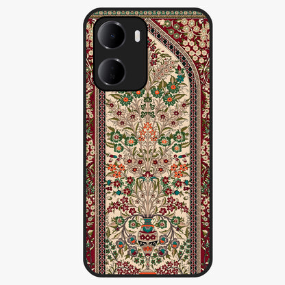 Persian Inspired Glass Case showing flat back view with ornate Persian style pattern artwork and glossy glass finish.