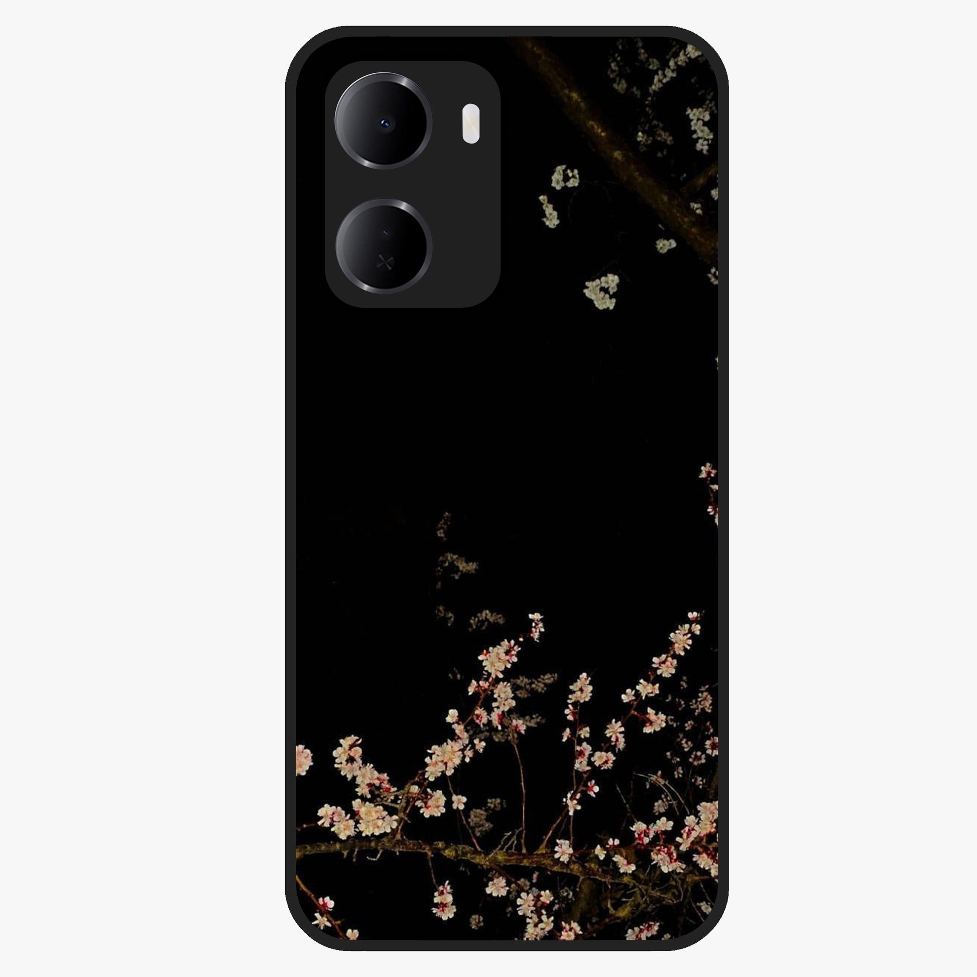 Petal Moon Light With Custom Name Glass Case showing flat back view with floral moonlight artwork and personalized name design.