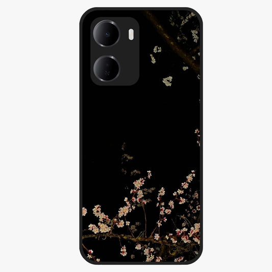 Petal Moon Light With Custom Name Glass Case showing flat back view with floral moonlight artwork and personalized name design.