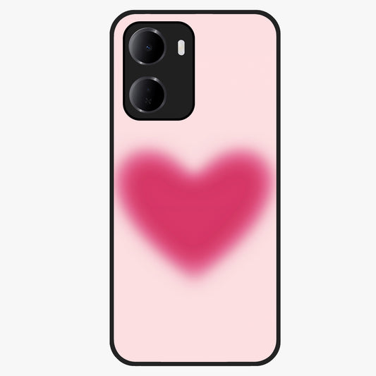 Pink Aura Heart Glass Case showing flat back view with glowing heart artwork and glossy glass finish.