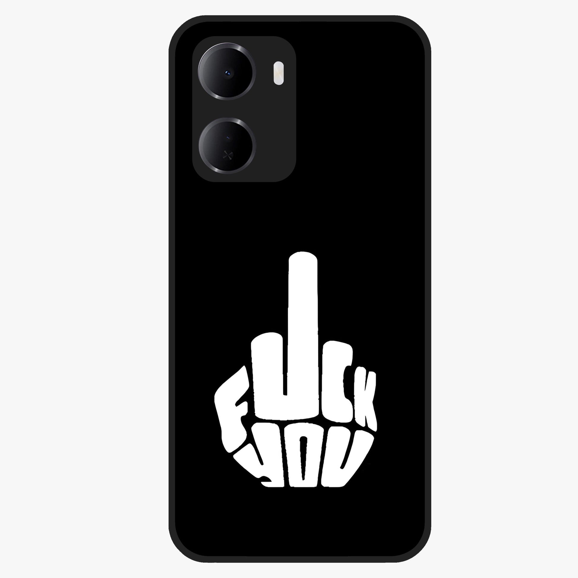 Rebel Mode On Glass Case showing flat back view with bold rebellious typography artwork and glossy glass finish.