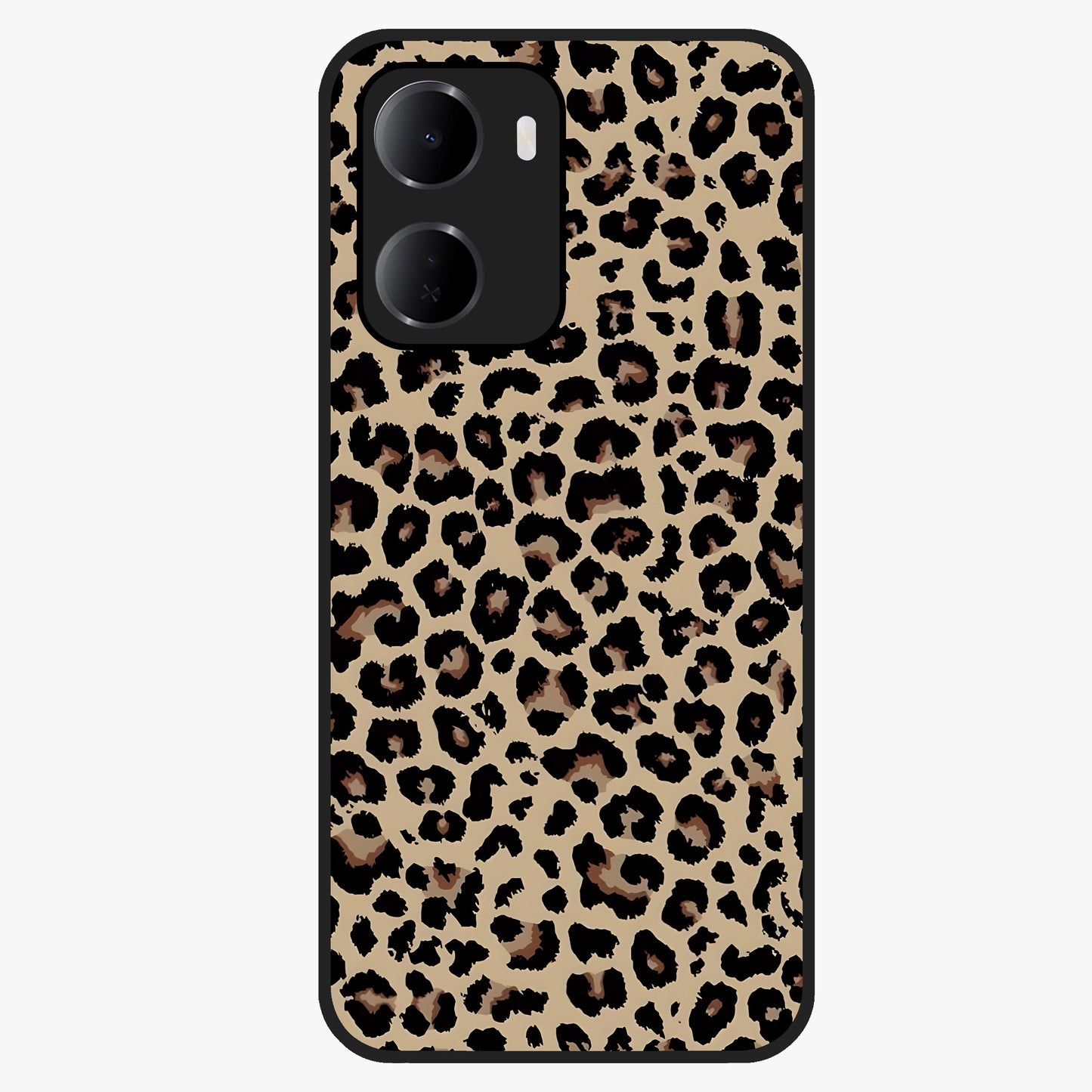 Savage Chic Pattern Glass Case showing flat back view with stylish patterned artwork and glossy glass finish.