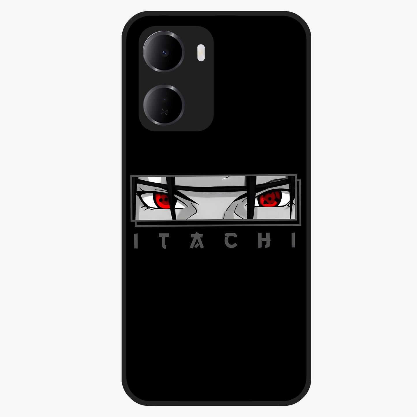 Scarlet Gaze Dominance Glass Case showing flat back view with striking red themed artwork and glossy glass finish.