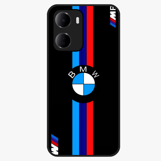 Turbo BMW Beast Glass Case showing flat back view with high performance sports car artwork and glossy glass finish.