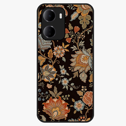 Vintage Floral Dream Glass Case showing flat back view with classic floral artwork and glossy glass finish.