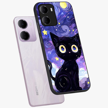 Abstract Cat Art Glass Case displayed in angled mockup highlighting modern abstract cat artwork and sleek glass surface.