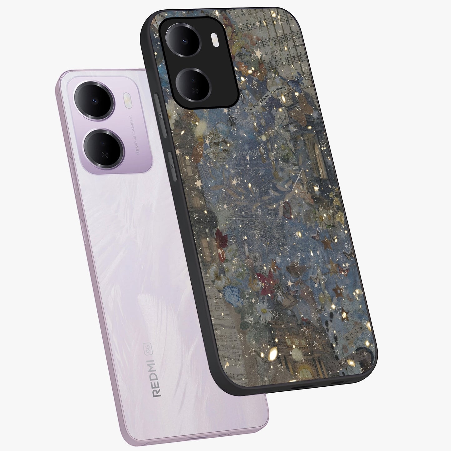 Aesthetic Astrolophia Glass Case displayed in angled mockup highlighting artistic aesthetic elements and smooth glass surface.