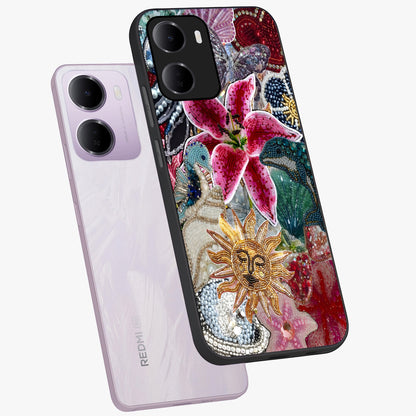 Beaded Garden Fantasy Glass Case displayed in angled mockup highlighting fantasy inspired floral bead pattern.