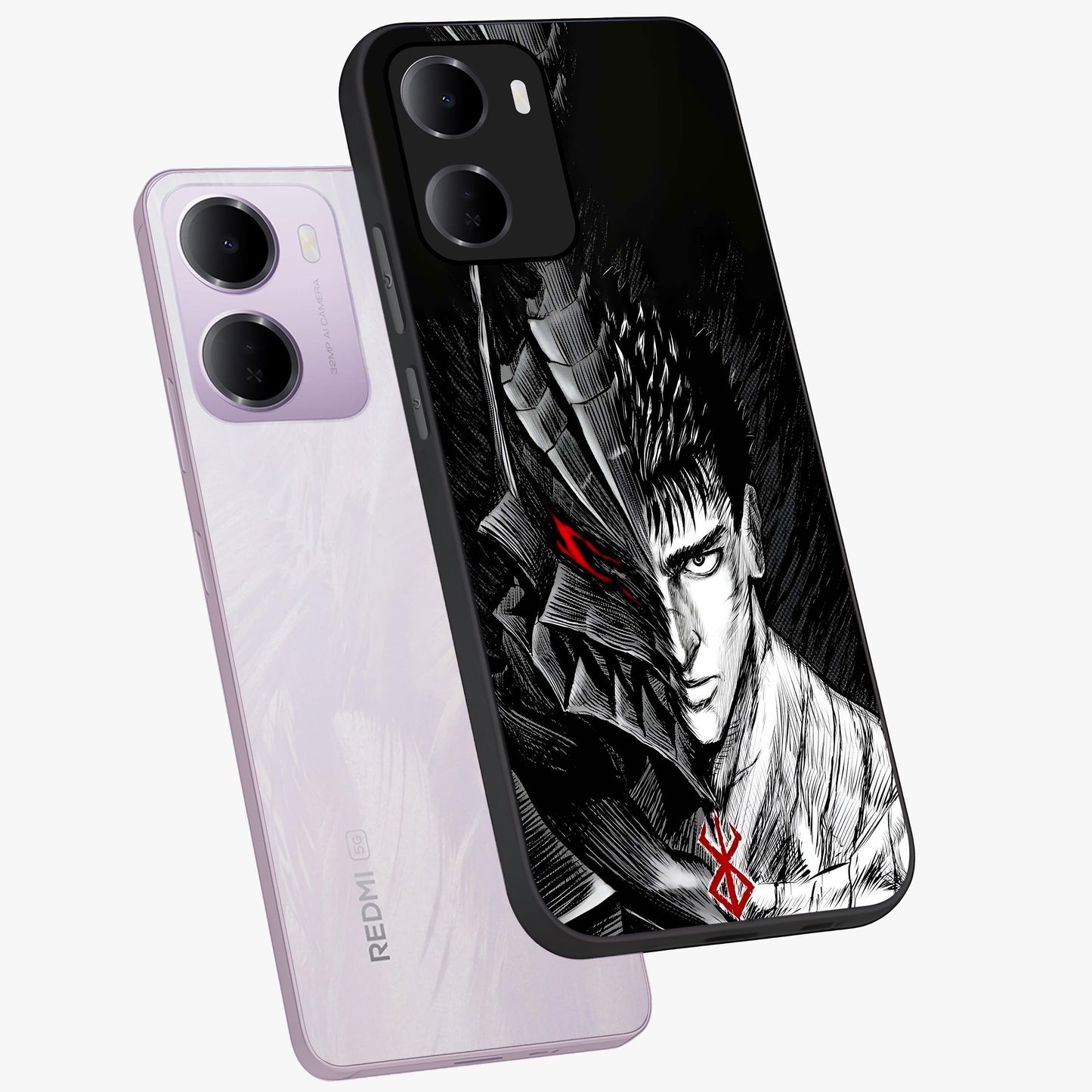 Berserker Blood Oath Glass Case displayed in angled mockup highlighting dark fantasy graphic design and powerful theme.