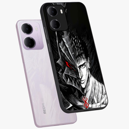 Berserker Blood Oath Glass Case displayed in angled mockup highlighting dark fantasy graphic design and powerful theme.