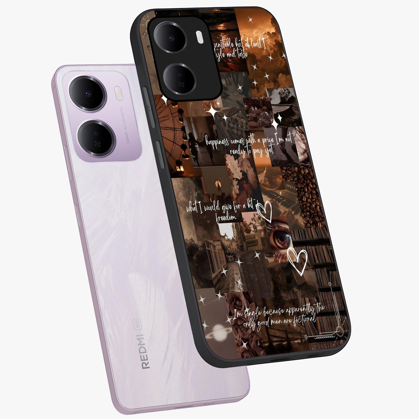 Bittersweet Aesthetic Chaos Glass Case displayed in angled mockup highlighting expressive abstract artwork and edgy aesthetic theme.