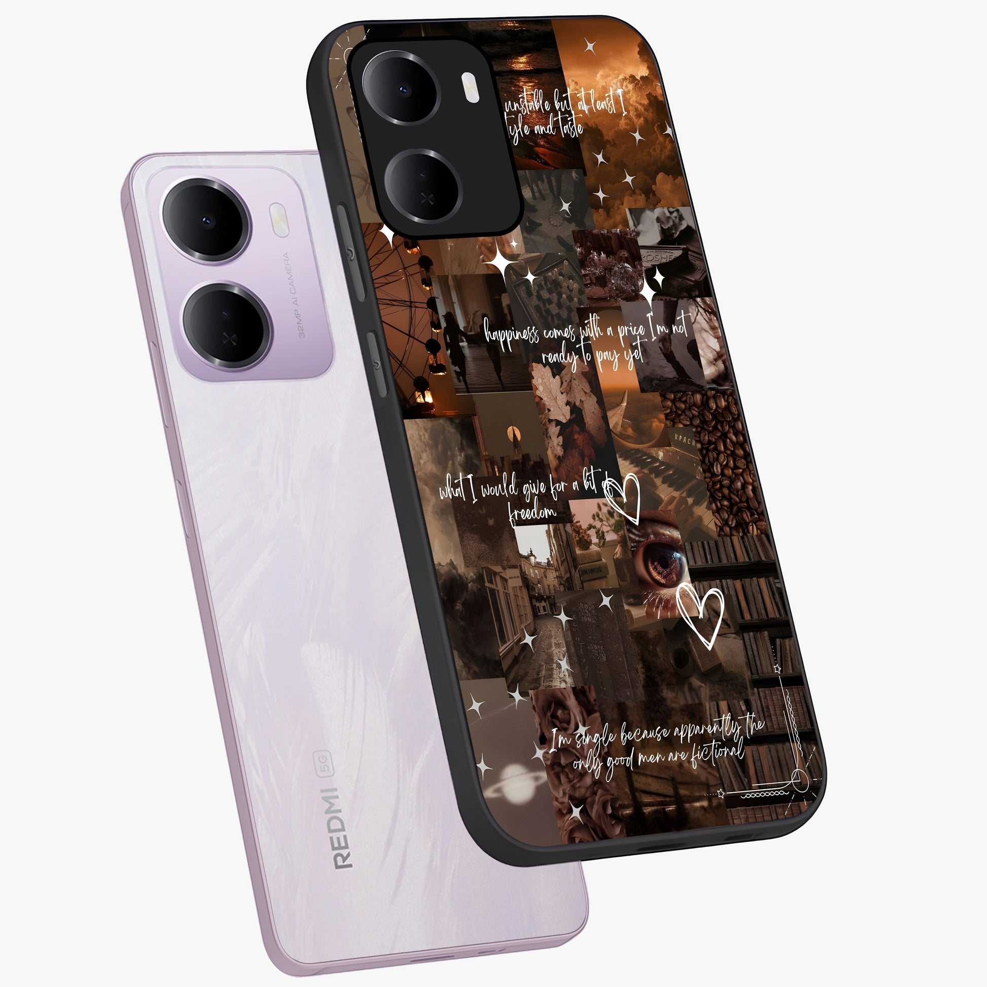 Bittersweet Aesthetic Chaos Glass Case displayed in angled mockup highlighting expressive abstract artwork and edgy aesthetic theme.