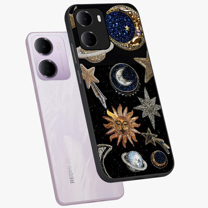 Celestial Gem Constellations Glass Case displayed in angled mockup highlighting gemstone inspired constellation design.