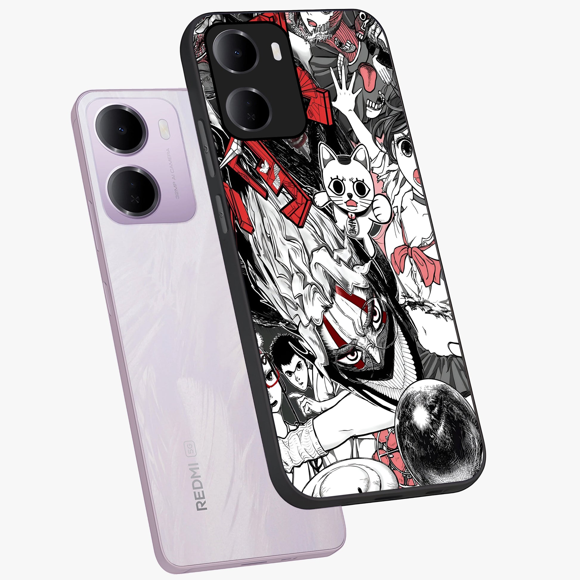 Crimson Chaos Panel Glass Case displayed in angled mockup highlighting chaotic panel style design with modern graphic theme.