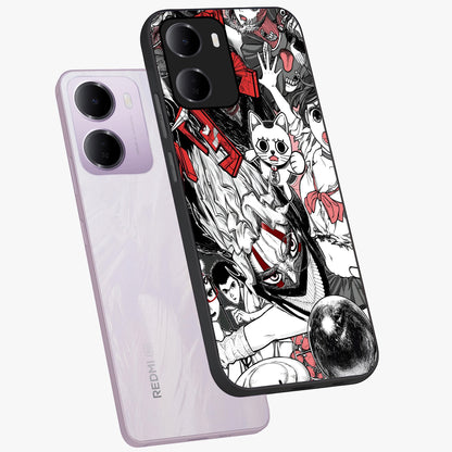 Crimson Chaos Panel Glass Case displayed in angled mockup highlighting chaotic panel style design with modern graphic theme.