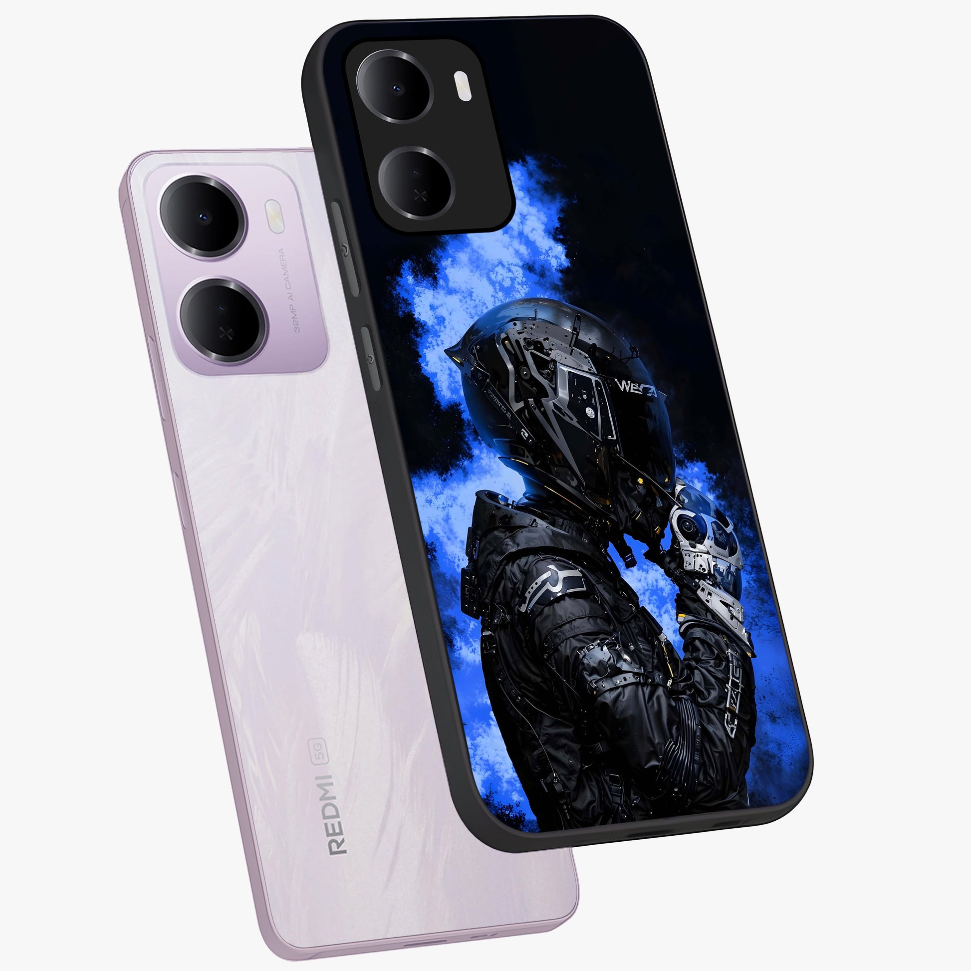 Cyber Sentinel Protocol Glass Case displayed in angled mockup highlighting digital cyber design with sci-fi aesthetic style.