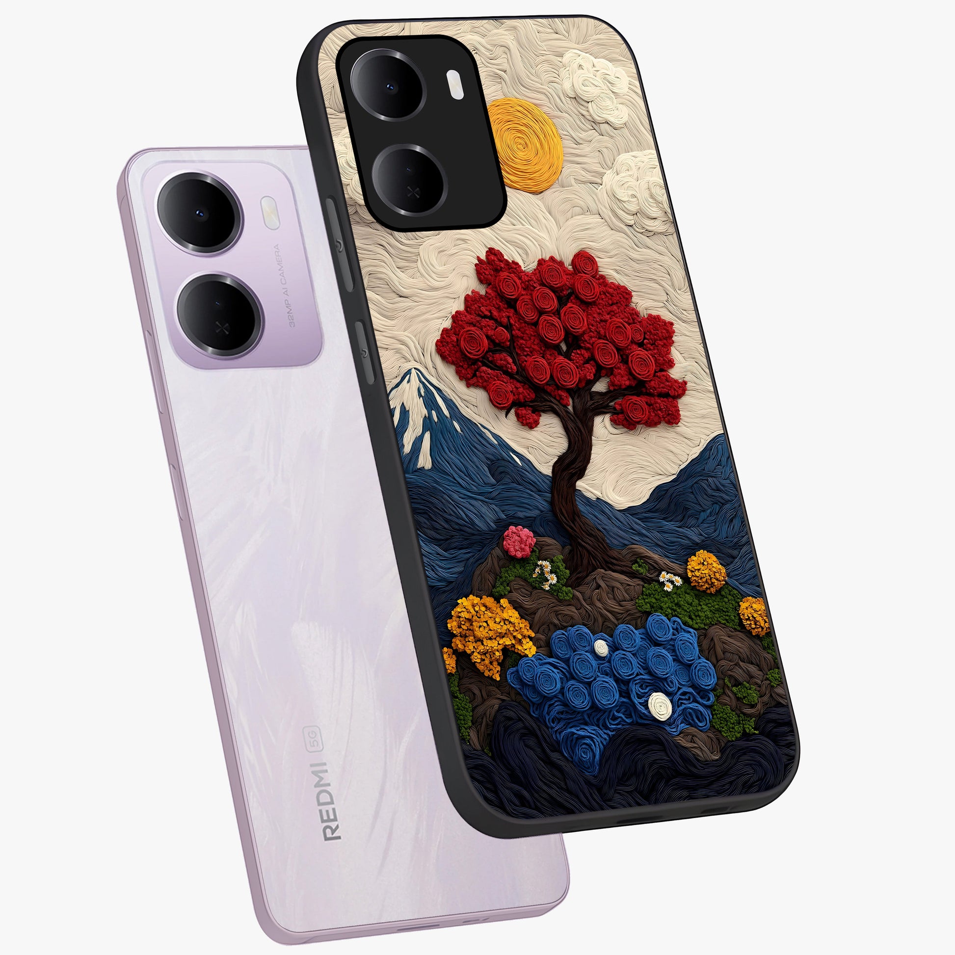 Eternal Nature Tapestry Glass Case displayed in angled mockup highlighting detailed botanical pattern with artistic aesthetic.