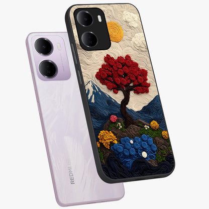 Eternal Nature Tapestry Glass Case displayed in angled mockup highlighting detailed botanical pattern with artistic aesthetic.