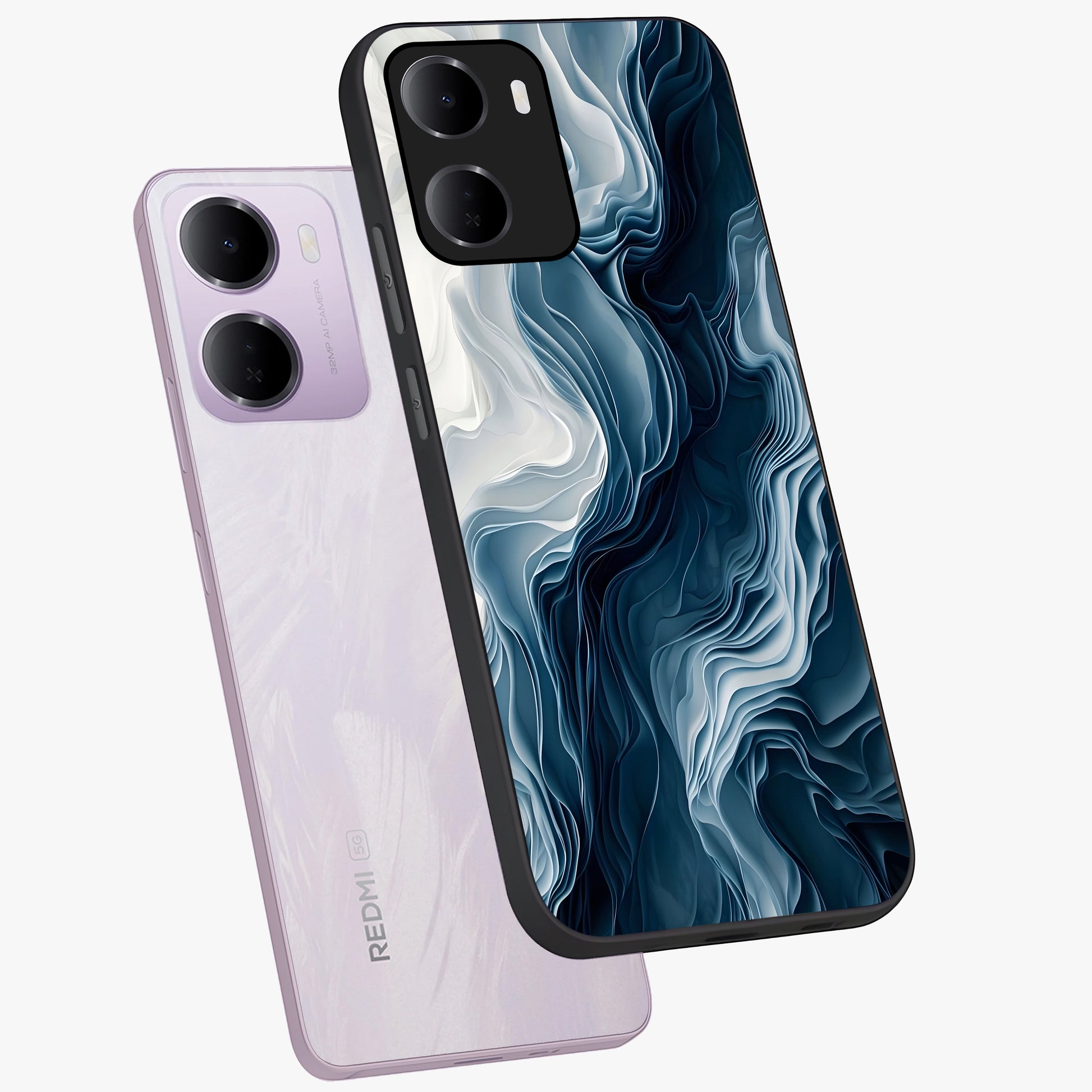 Ethereal Paper Marble Glass Case displayed in angled mockup highlighting elegant marble pattern with modern aesthetic style.