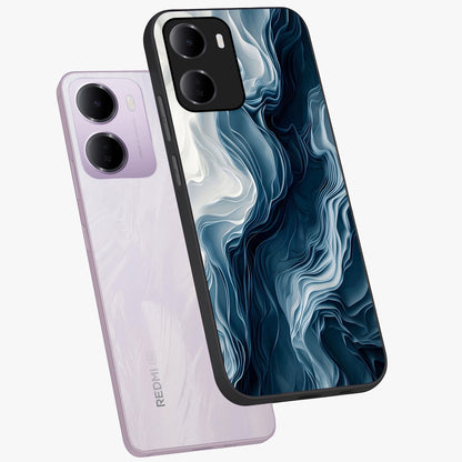 Ethereal Paper Marble Glass Case displayed in angled mockup highlighting elegant marble pattern with modern aesthetic style.