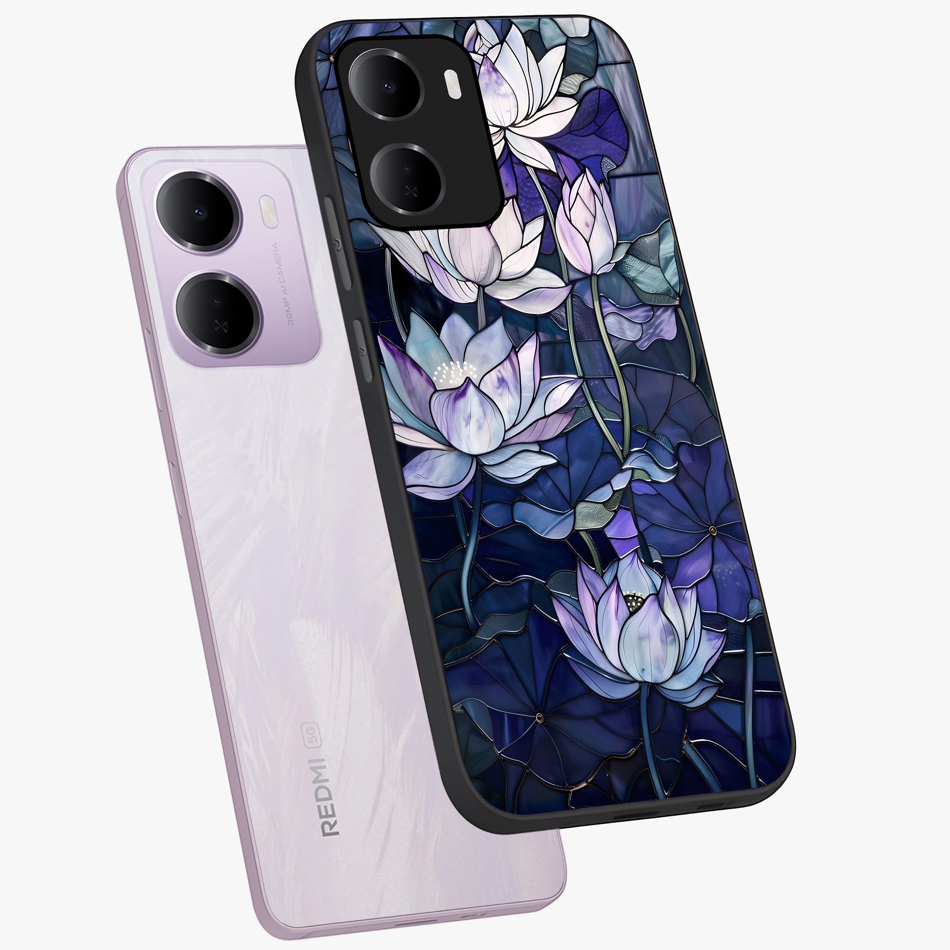 Gloss Petal Rush Glass Case displayed in angled mockup highlighting vibrant petal design with elegant floral aesthetic.