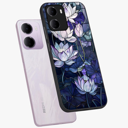 Gloss Petal Rush Glass Case displayed in angled mockup highlighting vibrant petal design with elegant floral aesthetic.