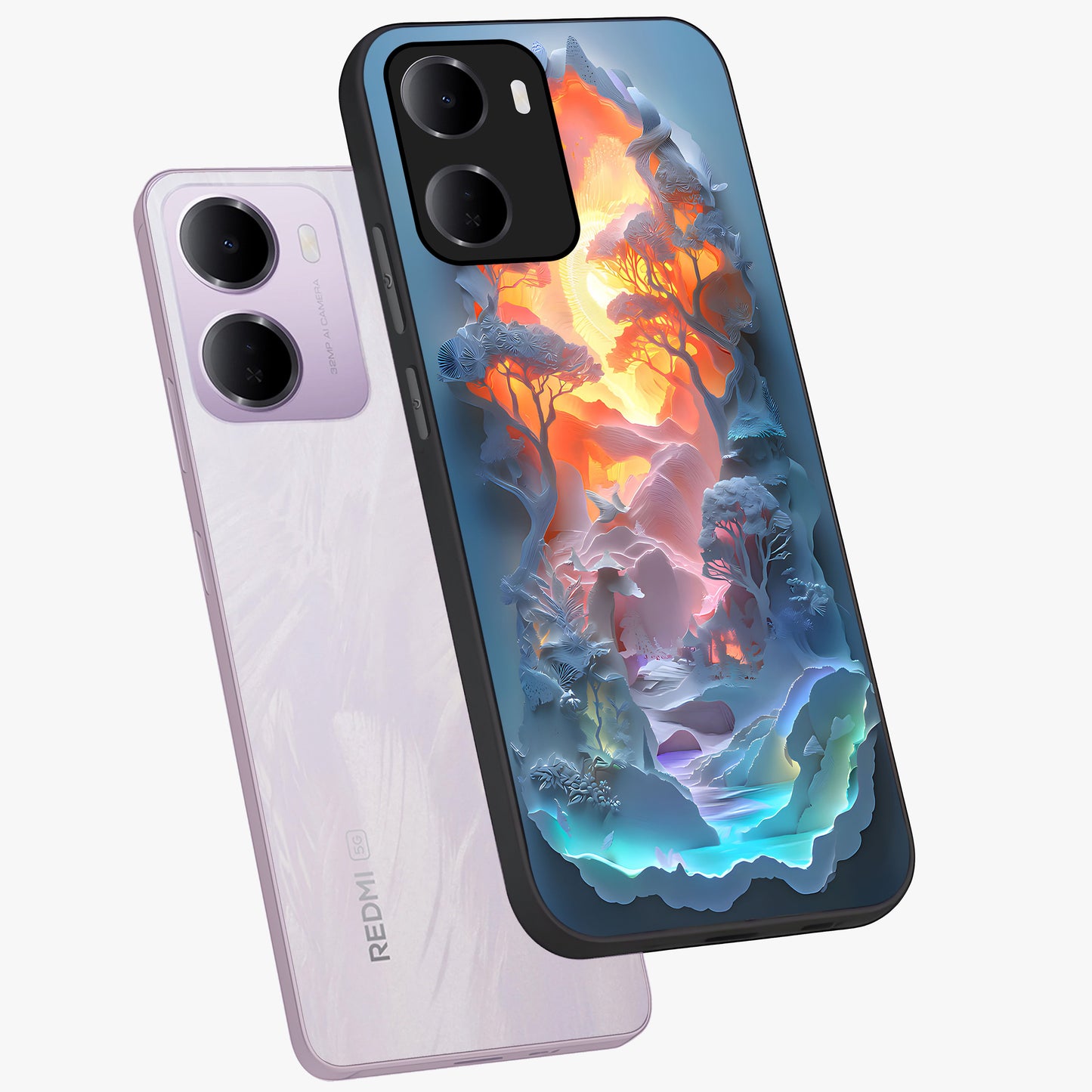 Glow Forest Portal Glass Case displayed in angled mockup highlighting mystical forest design with magical glowing aesthetic.