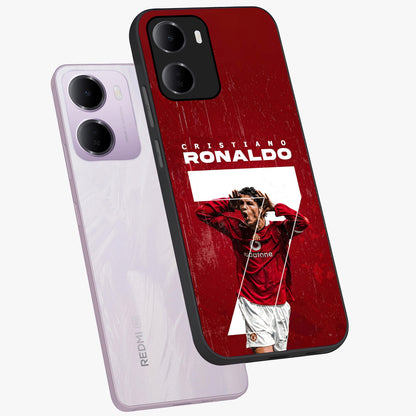 Goal Celebration Legacy Glass Case displayed in angled mockup highlighting energetic sports celebration design with bold athletic theme.