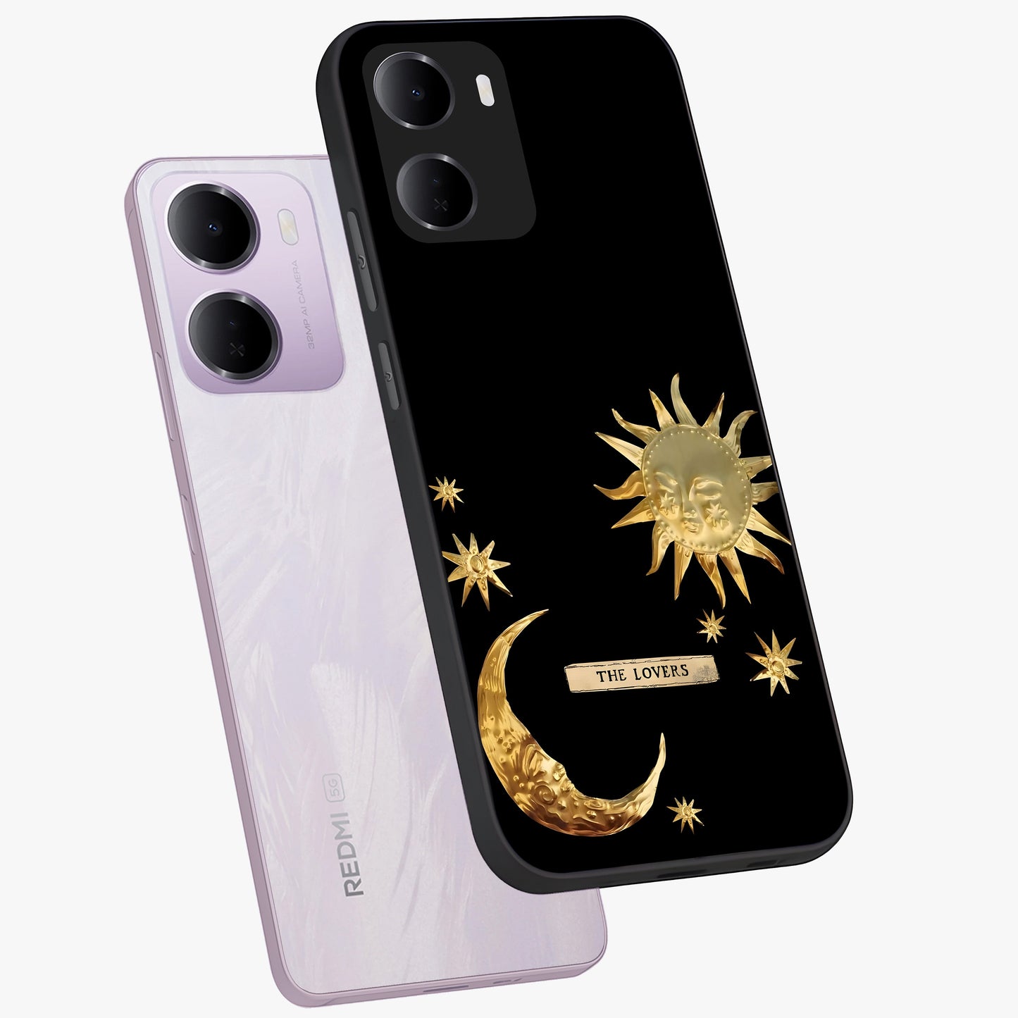 Gold Sun Blush Glass Case displayed in angled mockup highlighting radiant sun design with warm golden aesthetic.
