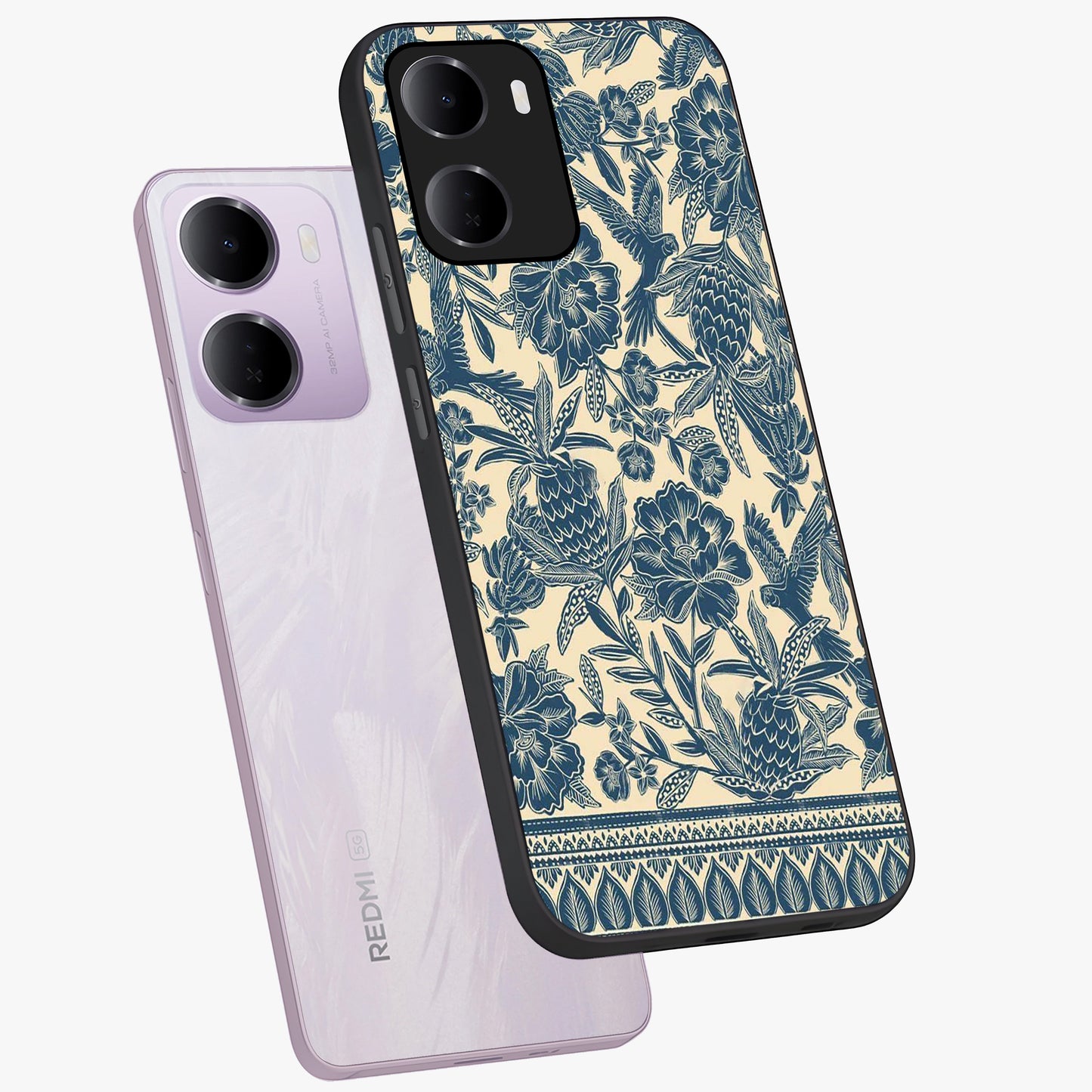 Heirloom Wild Bloom Glass Case displayed in angled mockup highlighting botanical bloom design with classic aesthetic style.