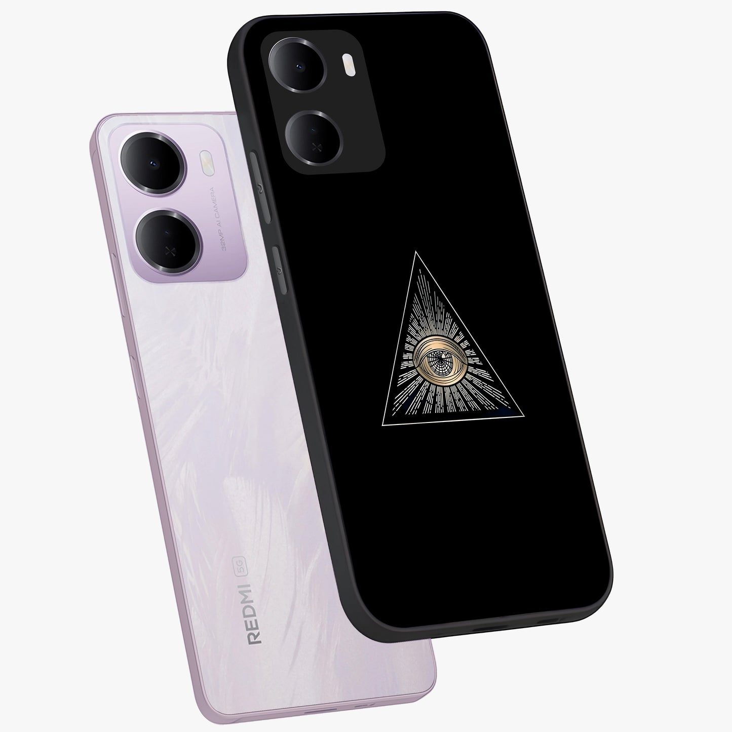 Illuminati Evil Glass Case displayed in angled mockup highlighting dark occult inspired design with bold aesthetic style.