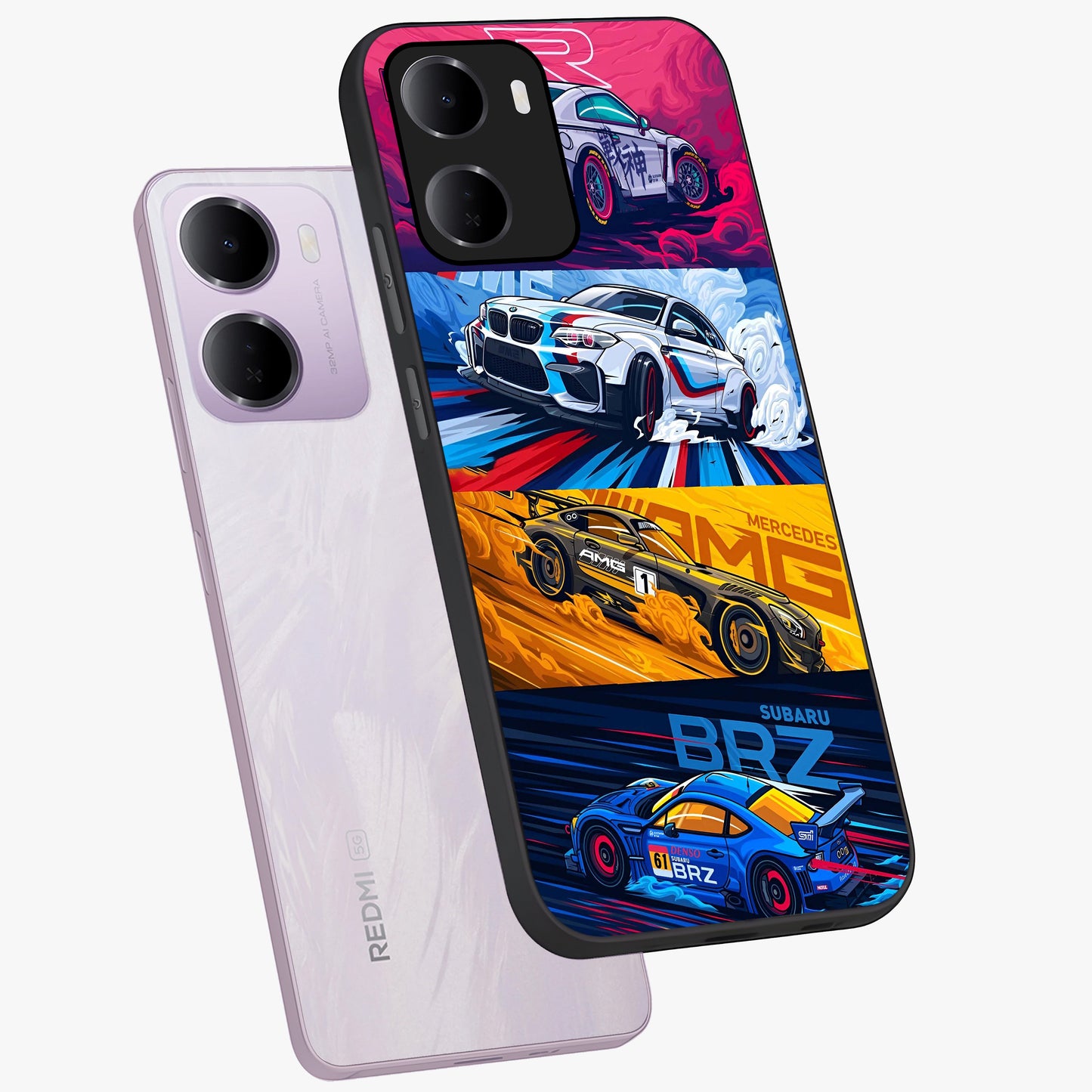 JDM Sports Car Glass Case displayed in angled mockup highlighting sleek Japanese racing car design with automotive aesthetic.