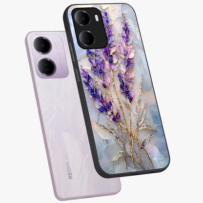 Lavender Dream Glow Glass Case displayed in angled mockup highlighting dreamy purple glow design with soft artistic style.