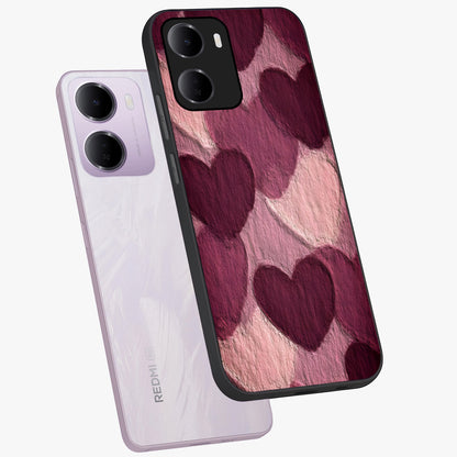 Layered Paper Hearts Glass Case displayed in angled mockup highlighting creative paper craft heart design with romantic aesthetic.