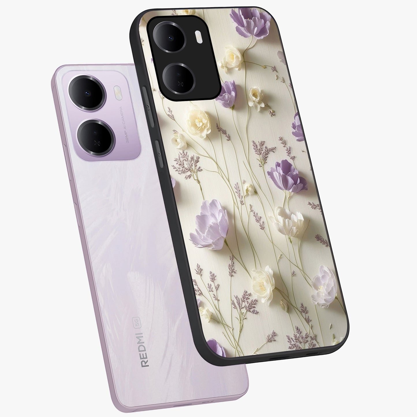 Lilac Breeze Harmony Glass Case displayed in angled mockup highlighting calm lilac breeze design with soothing aesthetic style.