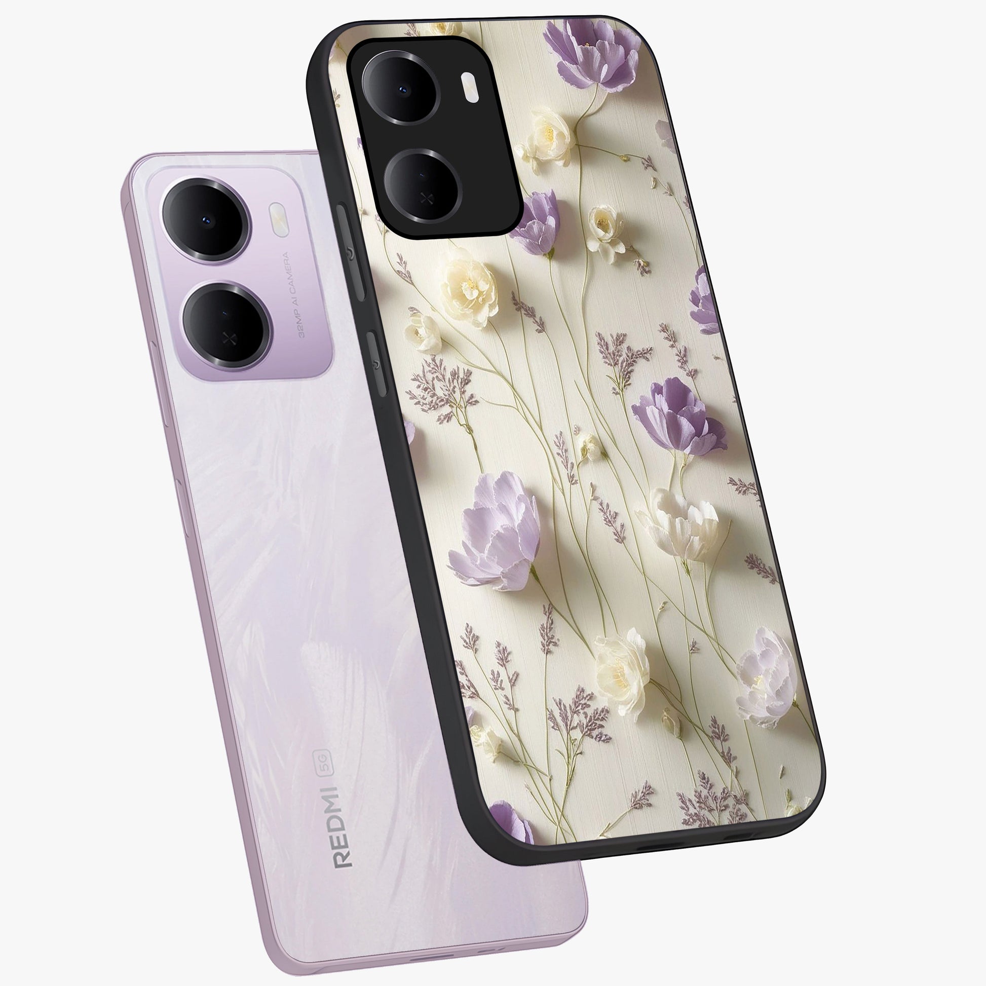 Lilac Breeze Harmony Glass Case displayed in angled mockup highlighting calm lilac breeze design with soothing aesthetic style.
